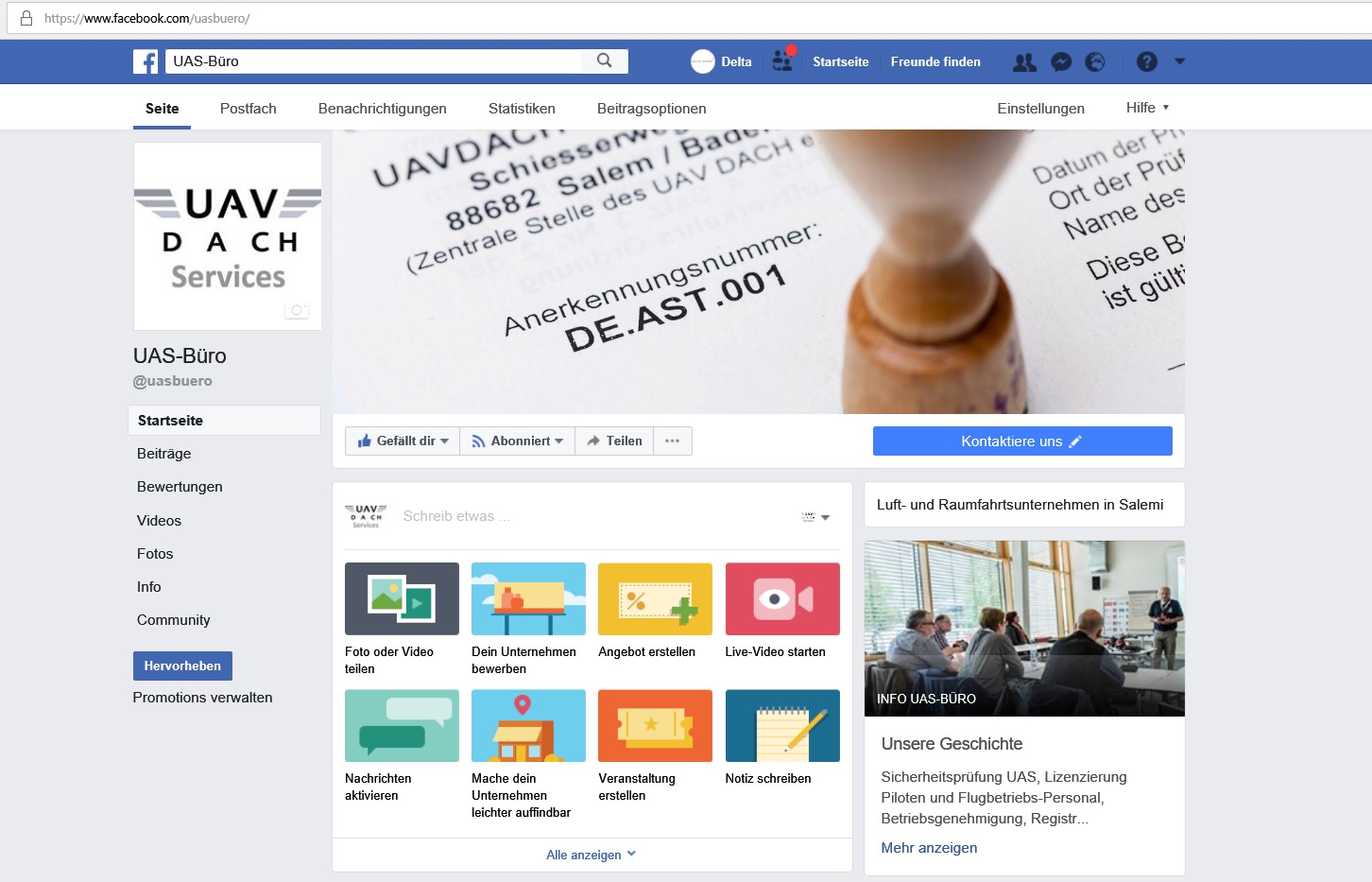 Facebook seite UAS Office